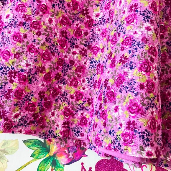 Route 66 Purple Floral Rose Mini Flared Back Bow Dress Girls 14 16 - Picture 3 of 10